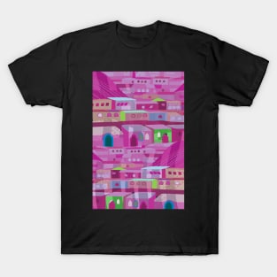 Ecatepec Hills Housing Pattern in Purple T-Shirt